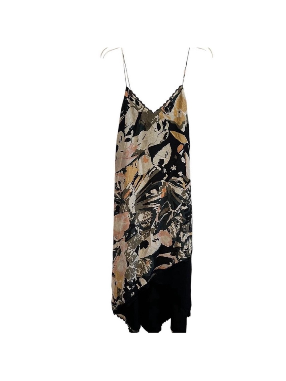 Club Monaco Y2K Asymmetric 100% Silk Floral Slip Dress